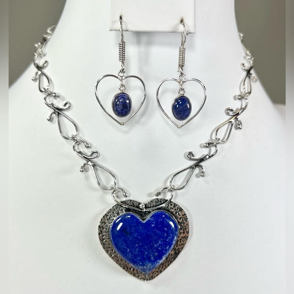 Lapis 925 💙 Heart Gemstone Necklace ONLY - Picture 3 of 8